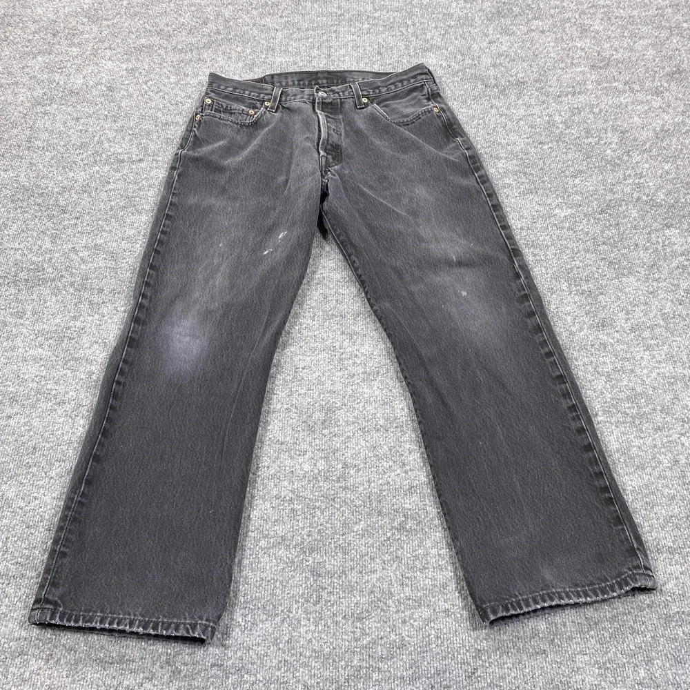 Vintage Levis 501 Jeans Mens 36x30 Fit 34x29 Black Straight Leg Button Fly